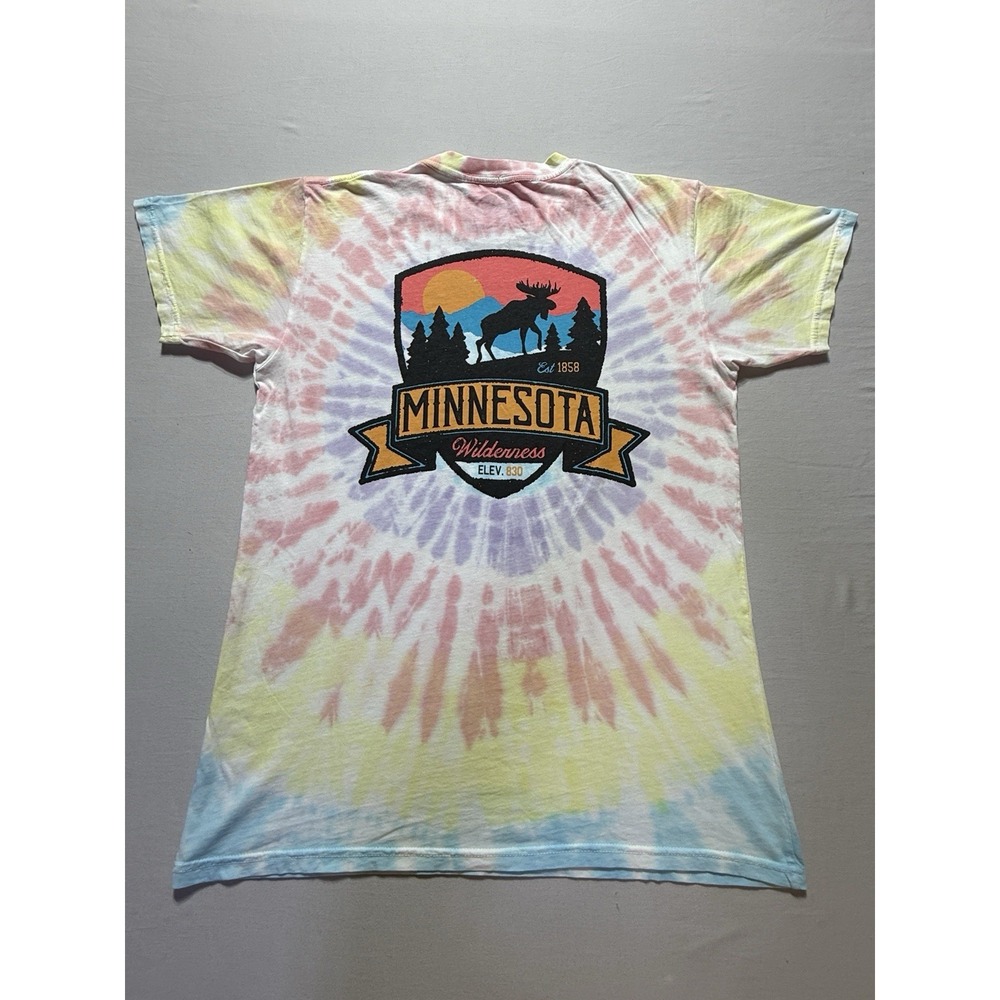 Duke Clothing Co Minnesota Tie-Dye Moose Graphic Double-Sided Cotton T-Shirt M - Picture 4 of 5